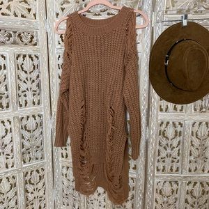 GORGEOUS TRENDY BOHO CHIC DESTROYED SWEATER DRESS